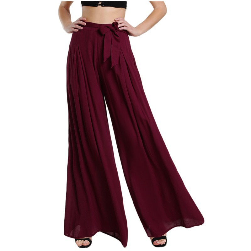 Women's Chiffon Wide Leg Pants – Lightweight Flowy Trousers